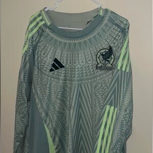adidas blue and Neon Green Mexico Patterned Soccer Jersey